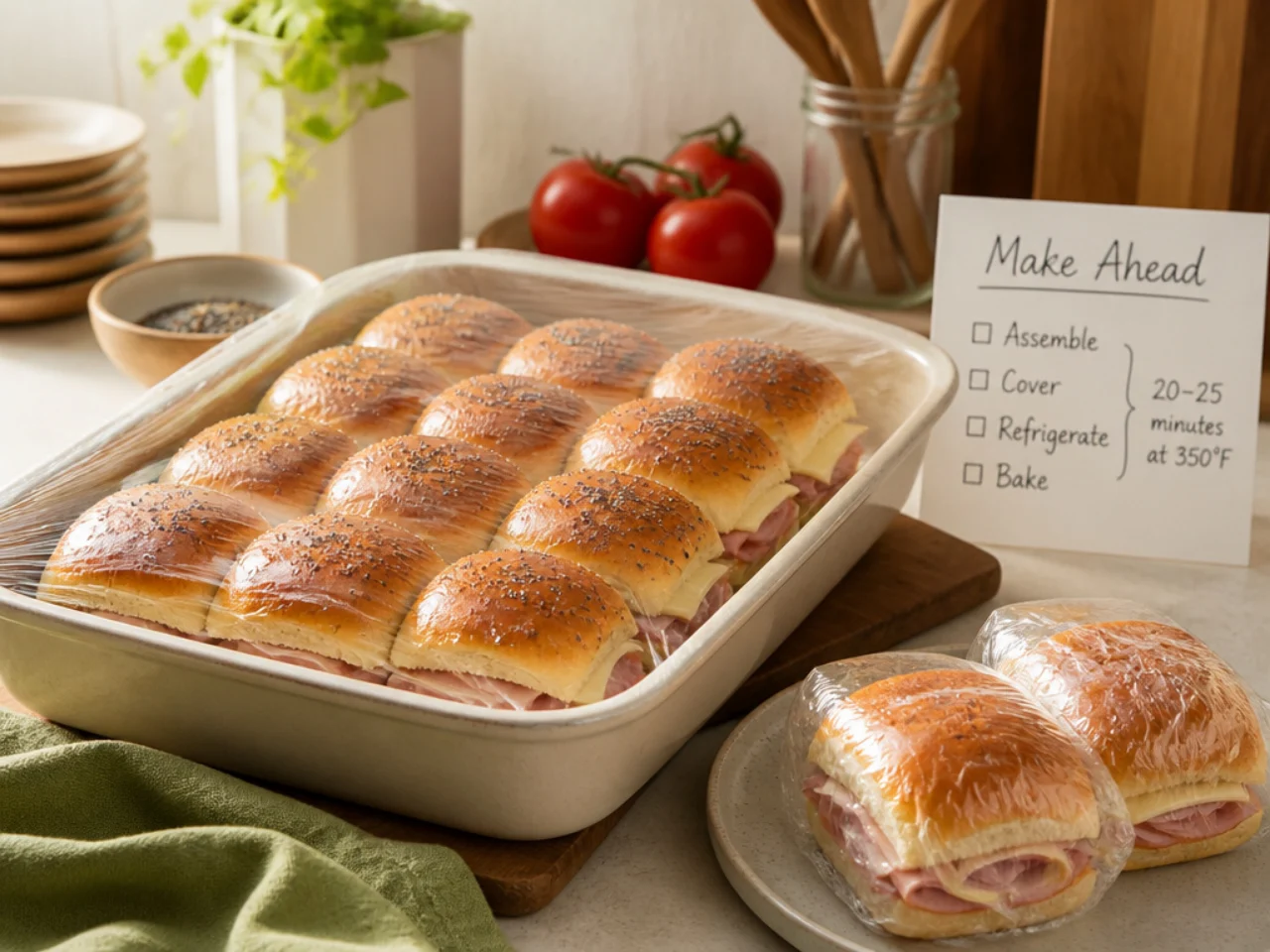 Make-ahead storage of Hawaiian roll sliders in containers