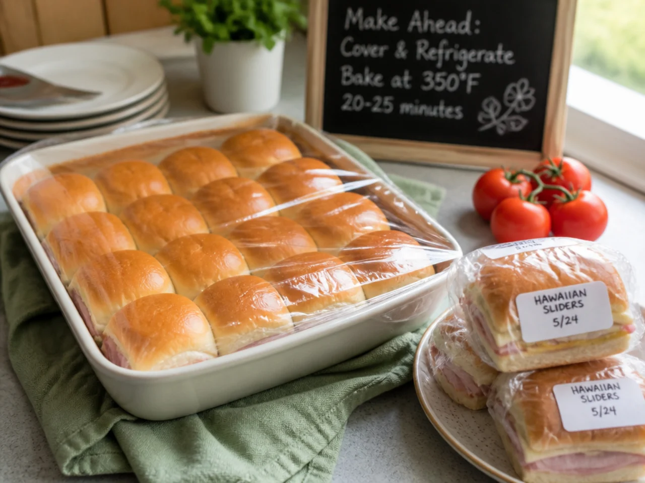 Make-ahead storage of Hawaiian roll sliders in containers