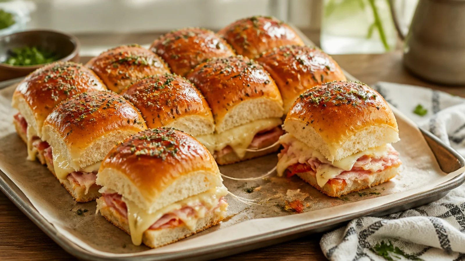Easy Hawaiian Roll Sliders for a Crowd — Hawaiian roll sliders plated and ready to serve
