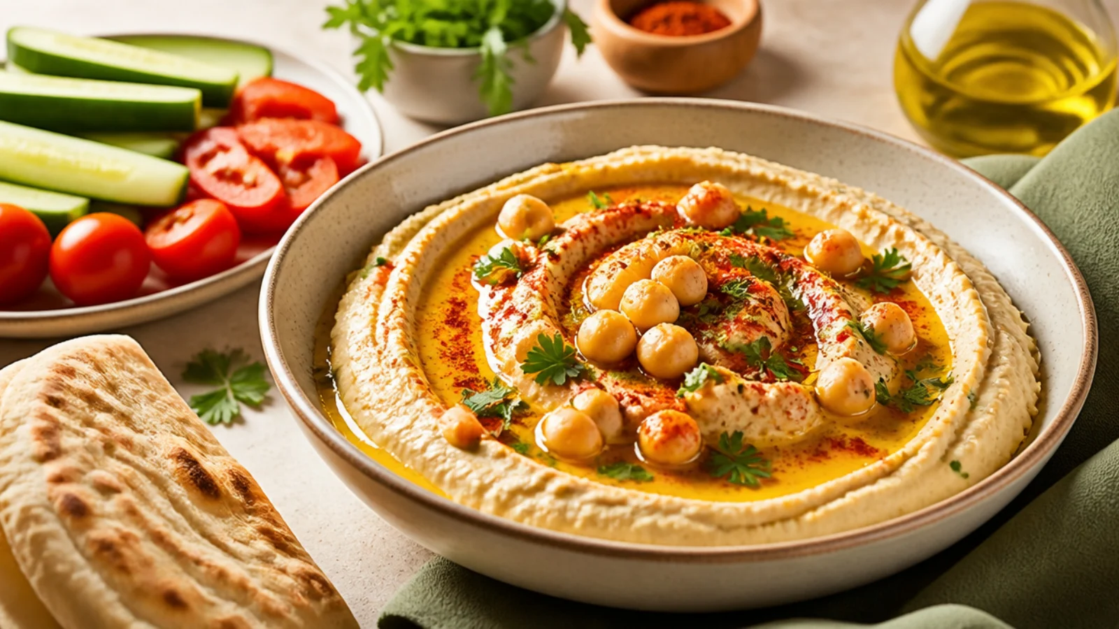 Healthy Hummus Recipes for Guilt Free Snacks — hummus plated and ready to serve