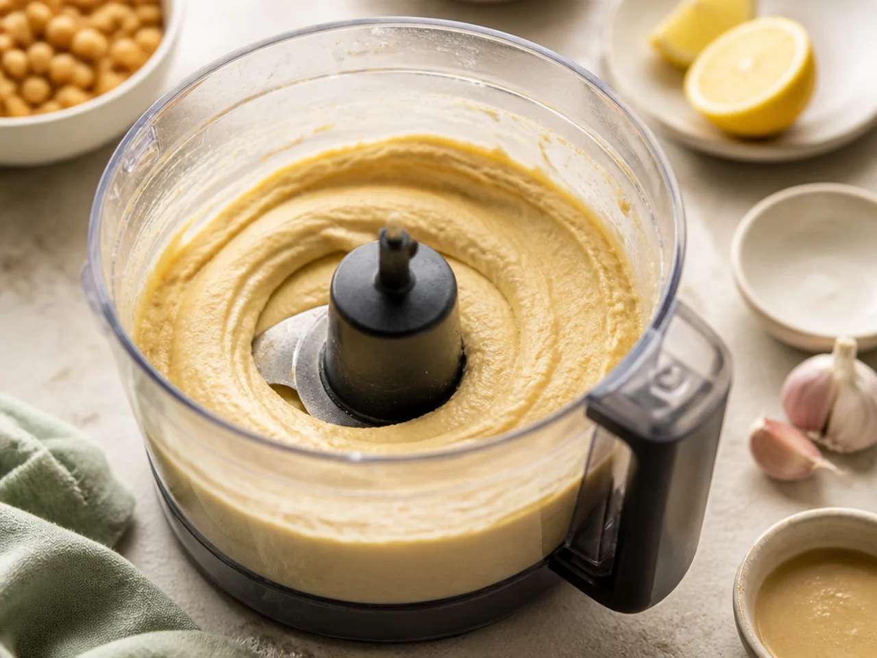 Step-by-step process shot for hummus