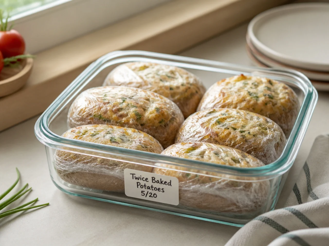 Make-ahead storage of twice baked potatoes in containers