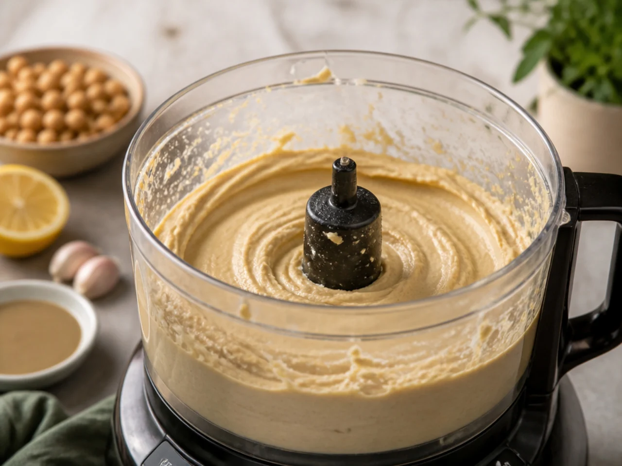 Step-by-step process shot for hummus