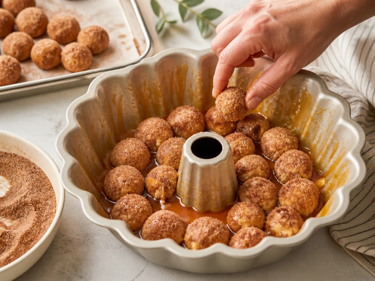 Step-by-step process shot for monkey bread