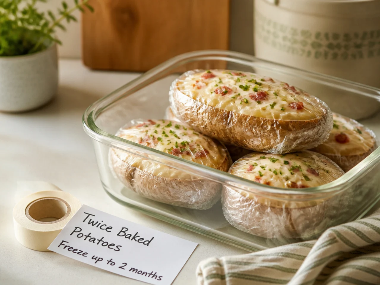 Make-ahead storage of twice baked potatoes in containers