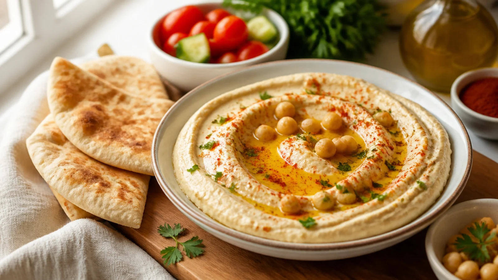 Homemade Hummus Recipes Worth Bookmarking — hummus plated and ready to serve