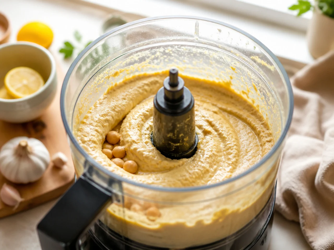 Step-by-step process shot for hummus