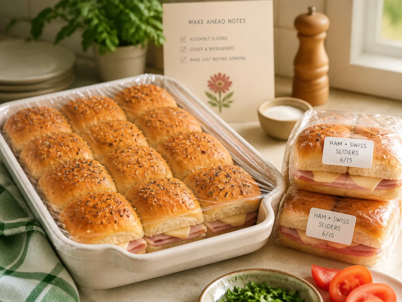 Make-ahead storage of Hawaiian roll sliders in containers