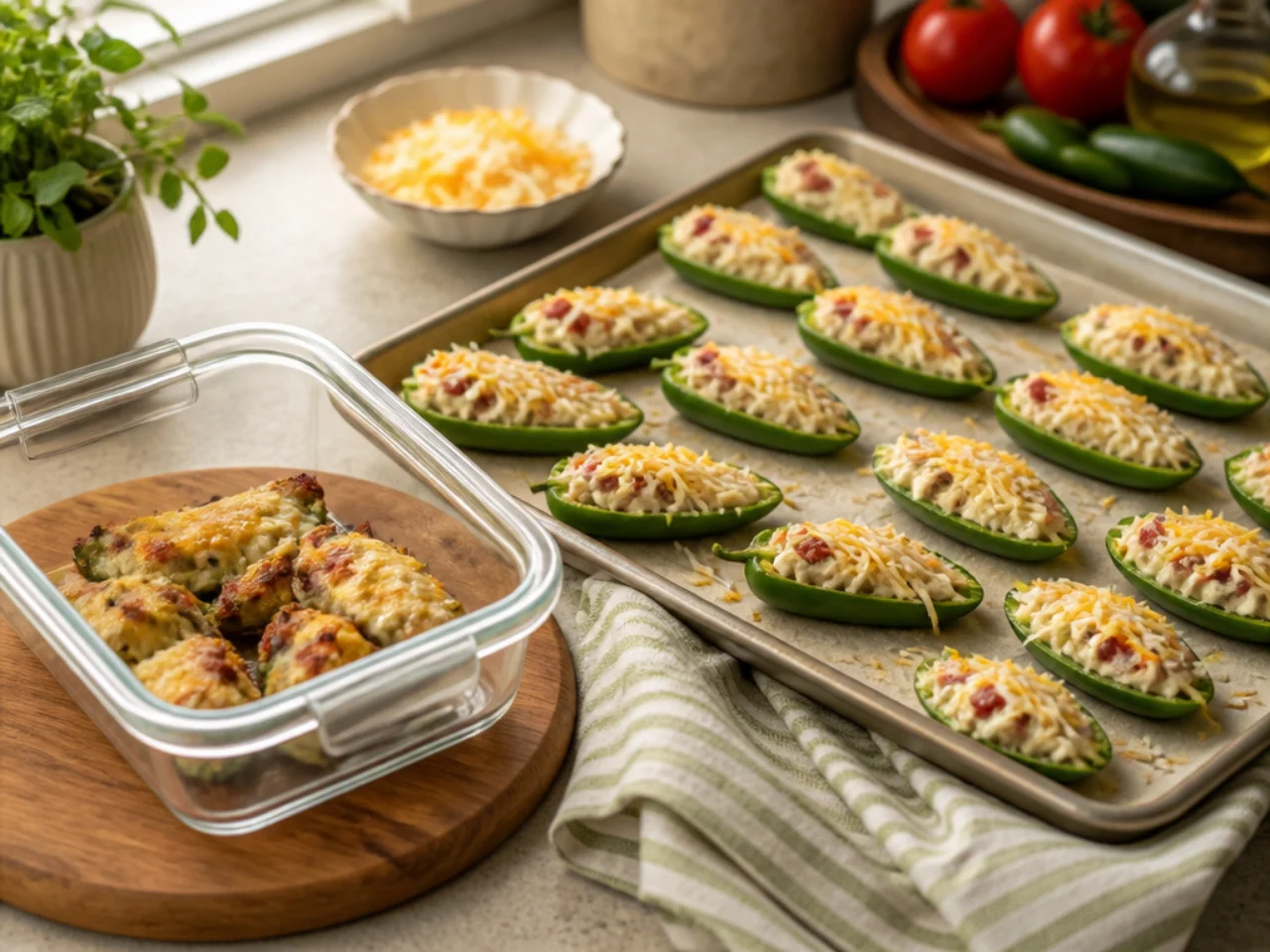 Make-ahead storage of jalapeno poppers in containers