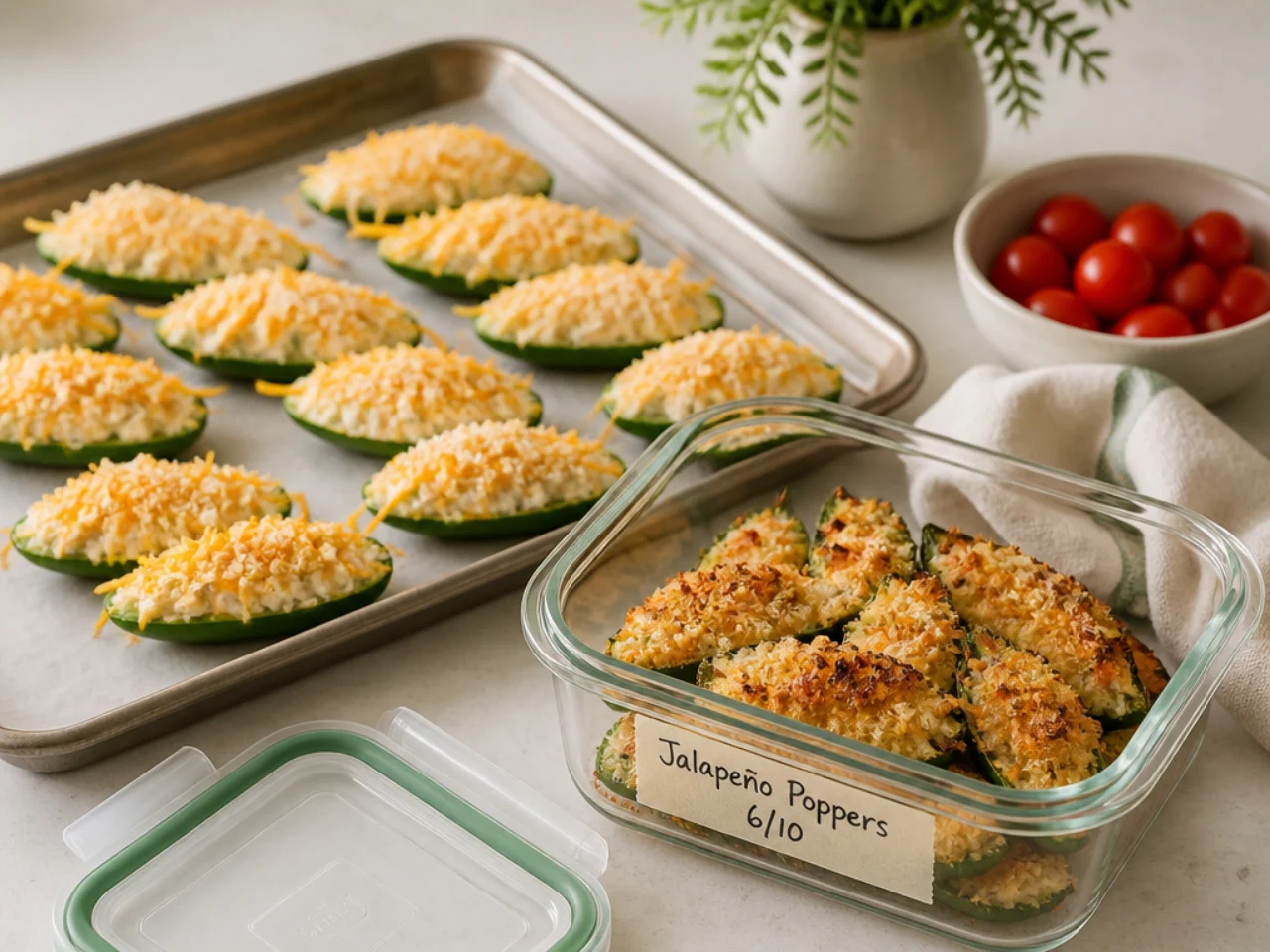 Make-ahead storage of jalapeno poppers in containers