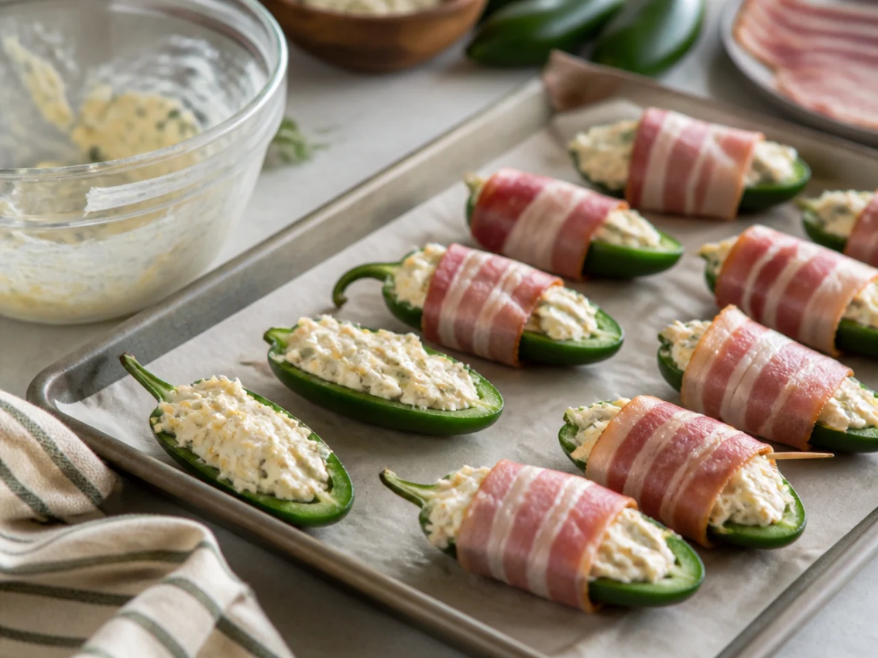 Step-by-step process shot for jalapeno poppers