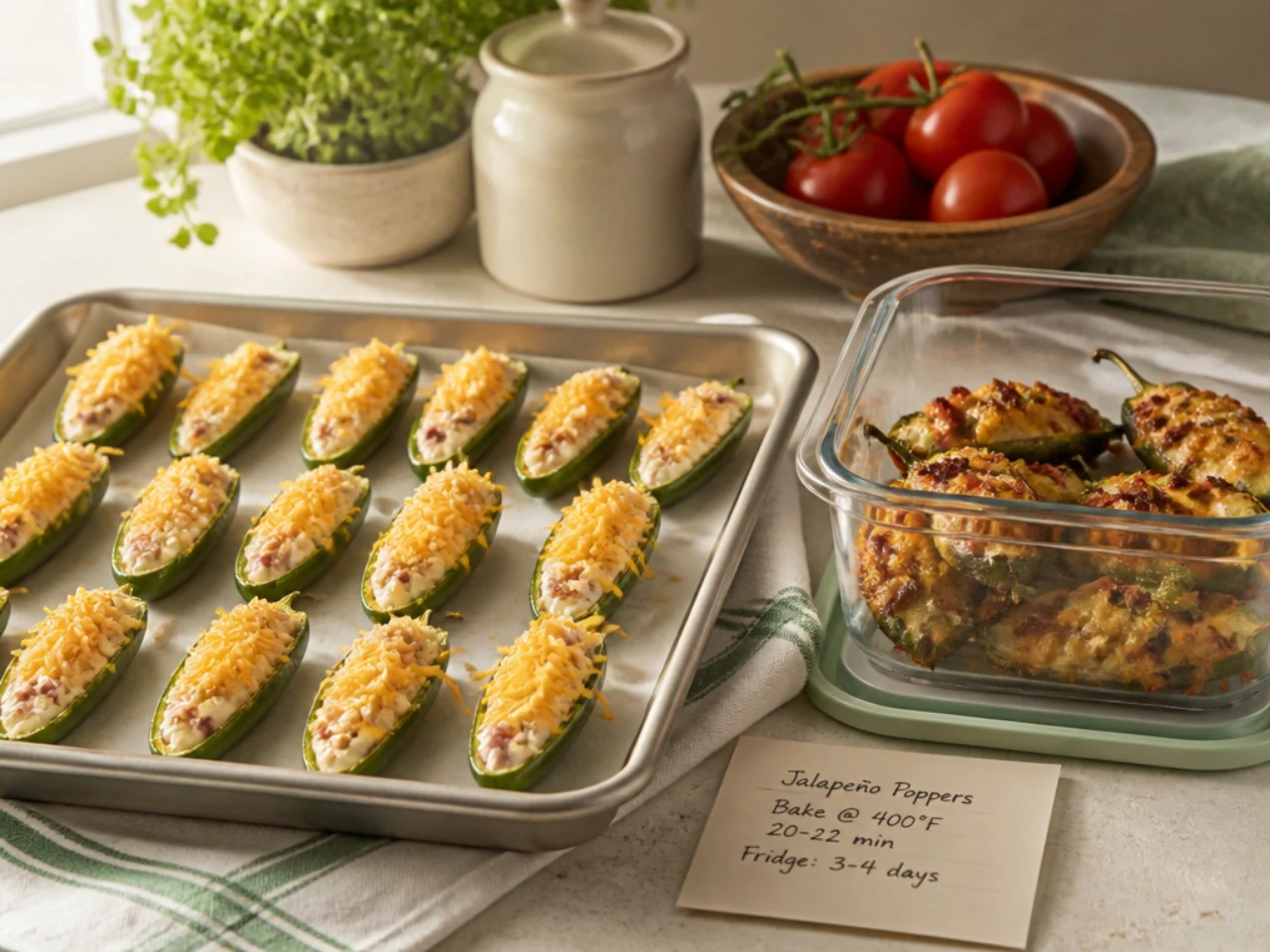 Make-ahead storage of jalapeno poppers in containers