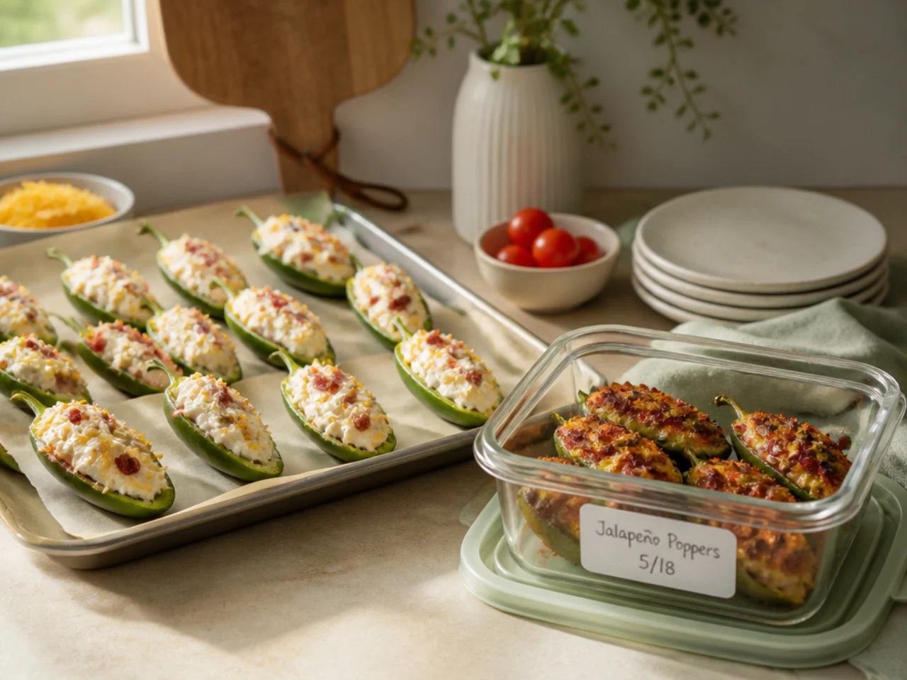 Make-ahead storage of jalapeno poppers in containers