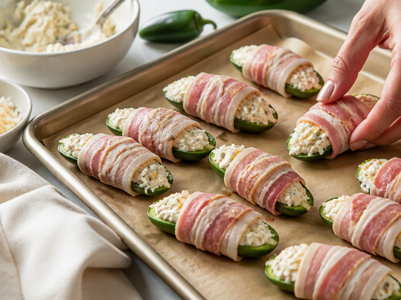 Step-by-step process shot for jalapeno poppers