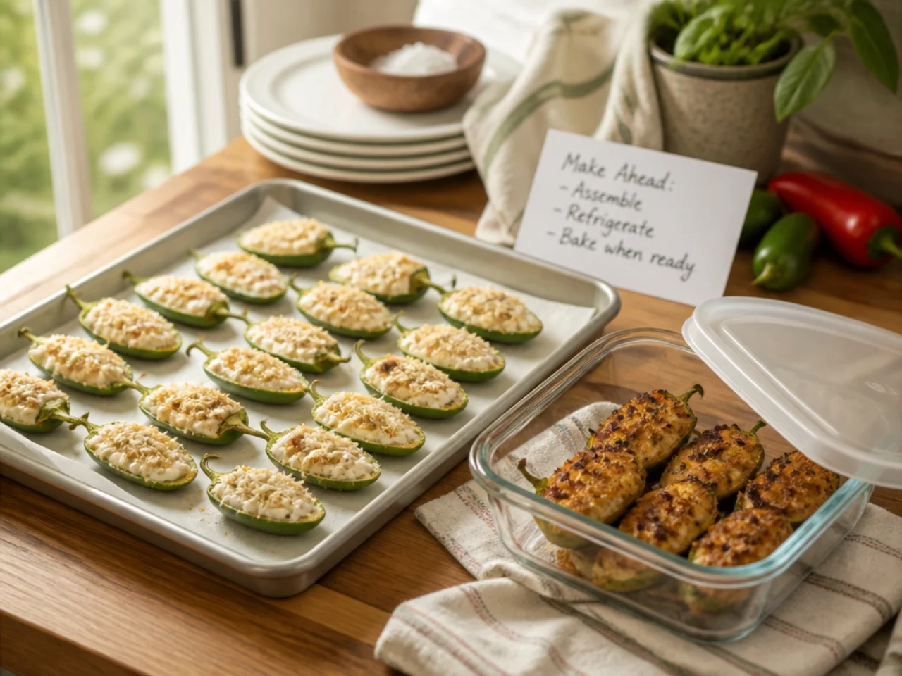 Make-ahead storage of jalapeno poppers in containers