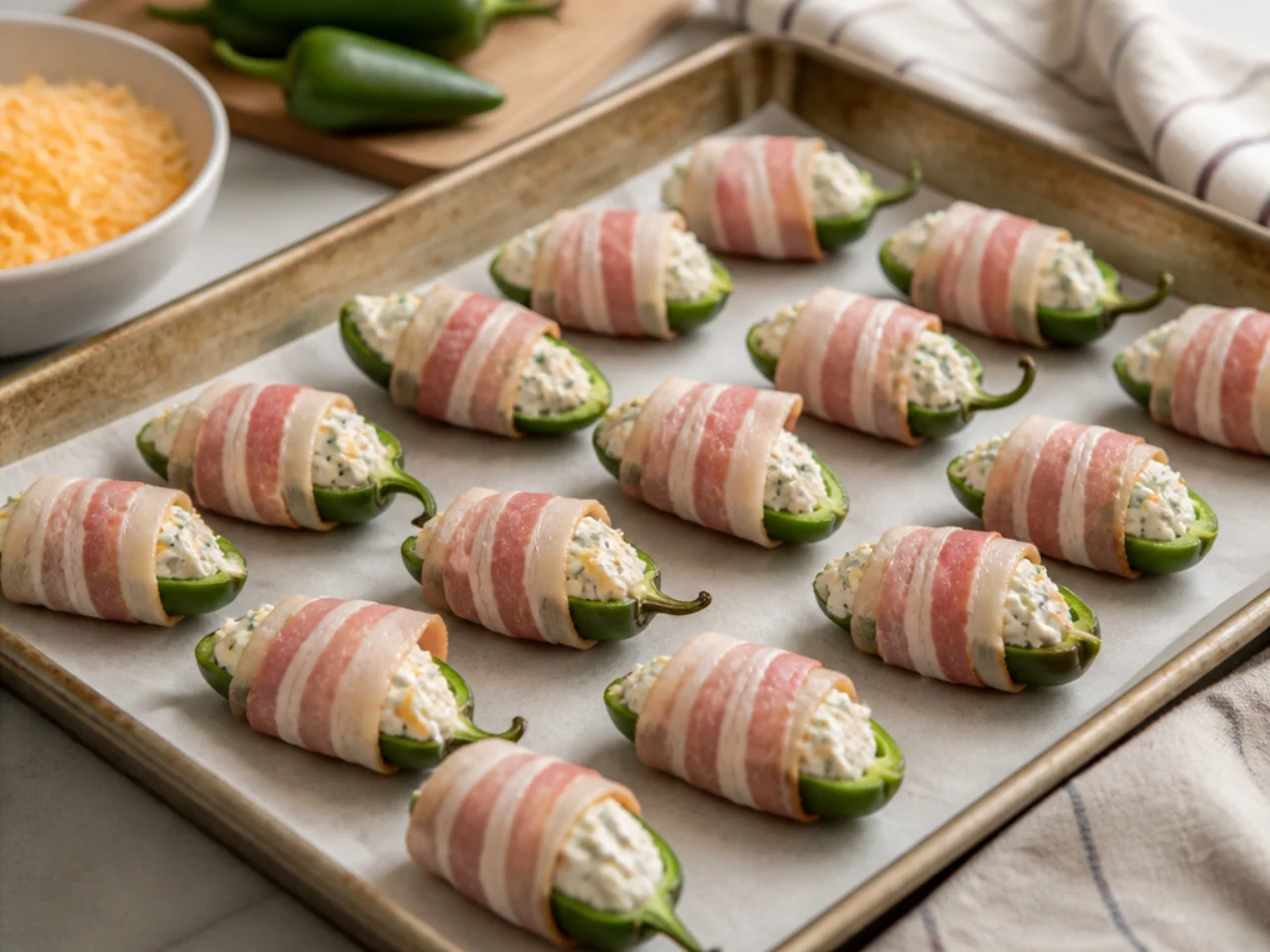 Step-by-step process shot for jalapeno poppers