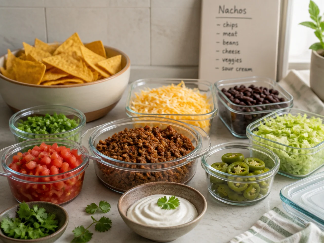 Make-ahead storage of nachos in containers