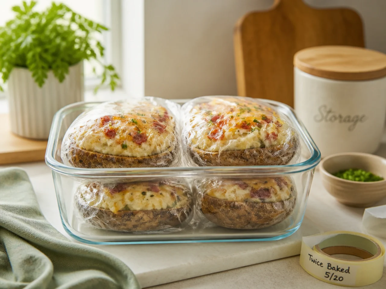 Make-ahead storage of twice baked potatoes in containers