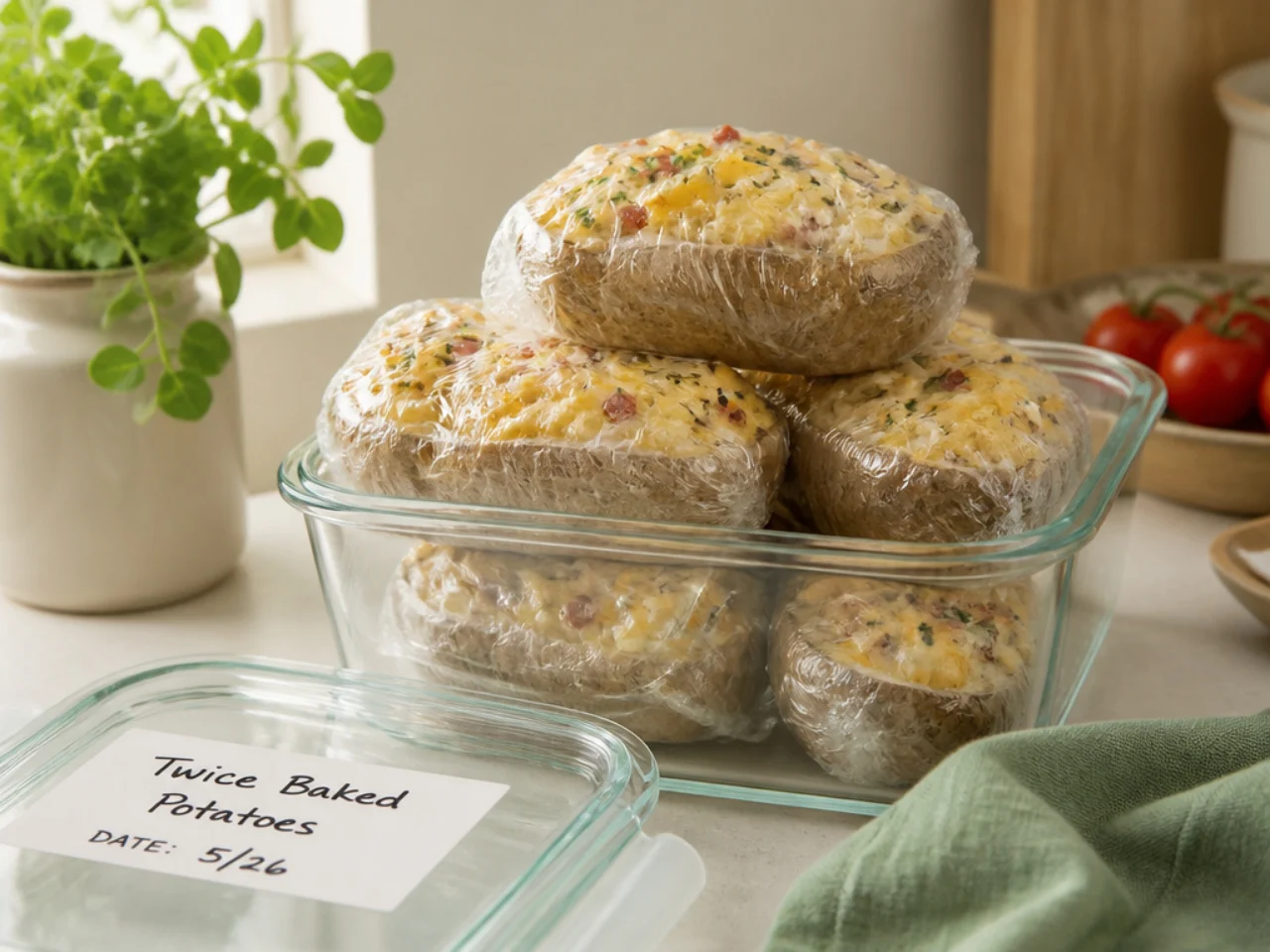 Make-ahead storage of twice baked potatoes in containers