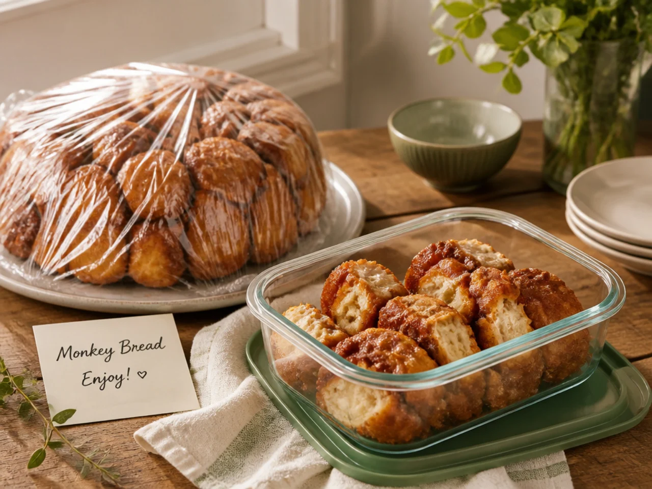Make-ahead storage of monkey bread in containers
