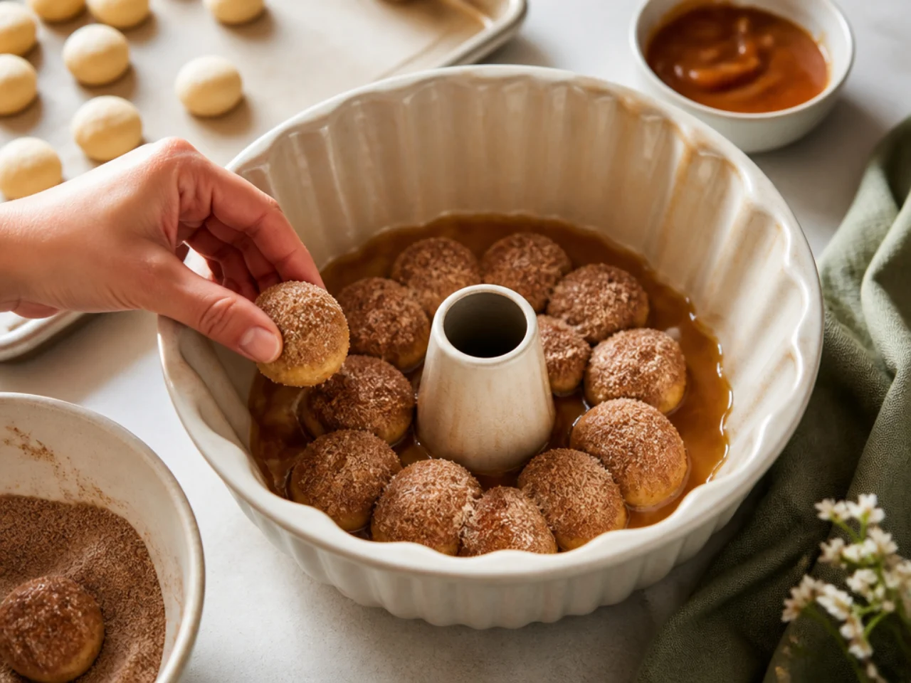 Step-by-step process shot for monkey bread