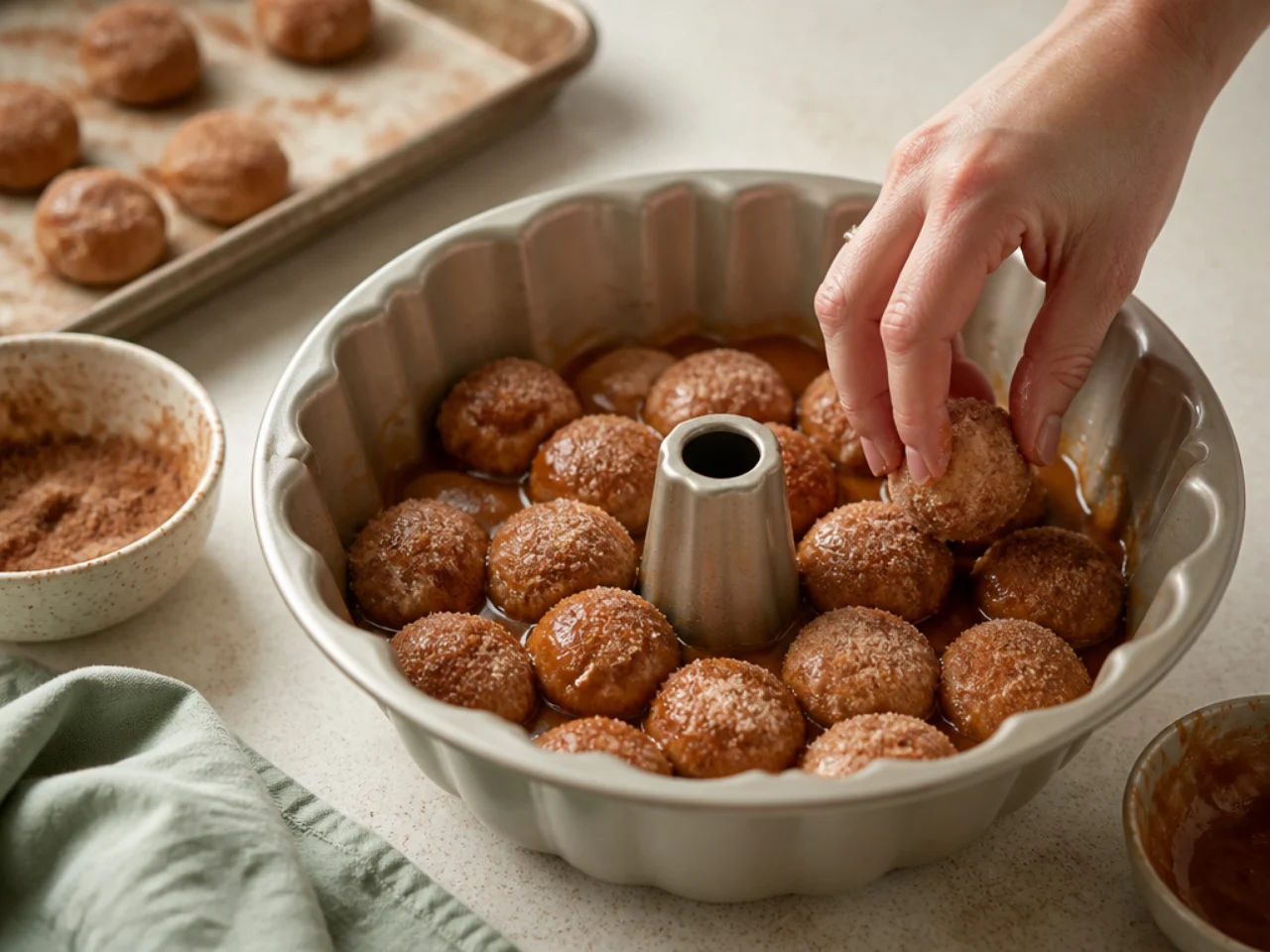 Step-by-step process shot for monkey bread