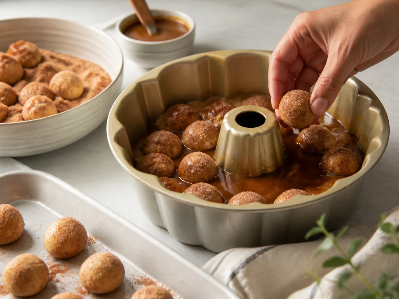 Step-by-step process shot for monkey bread