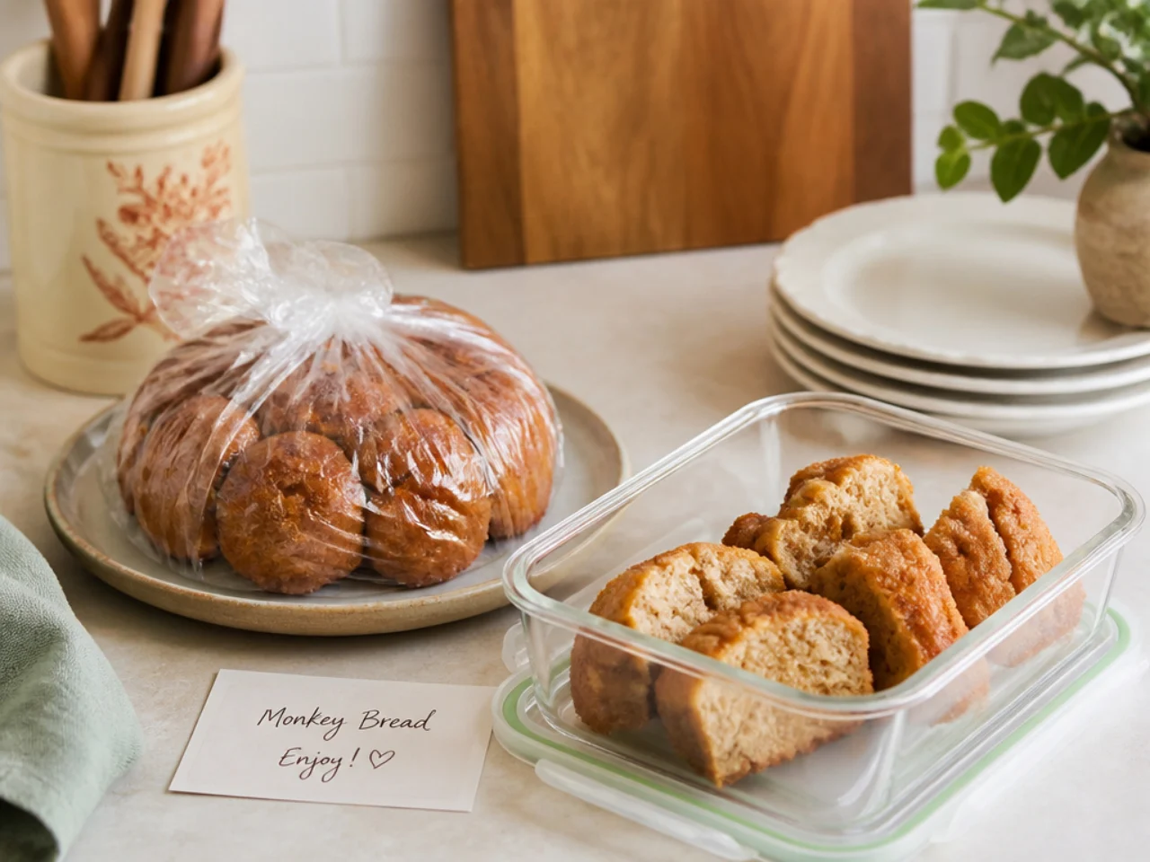 Make-ahead storage of monkey bread in containers