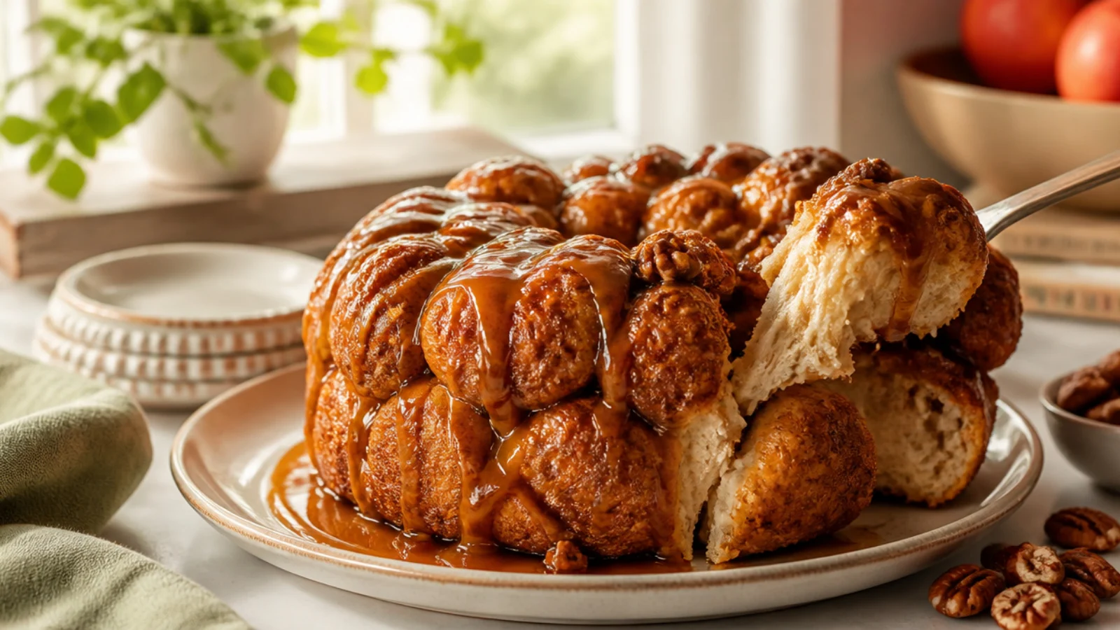 Frozen Roll Monkey Bread Recipes Made Simple — monkey bread plated and ready to serve