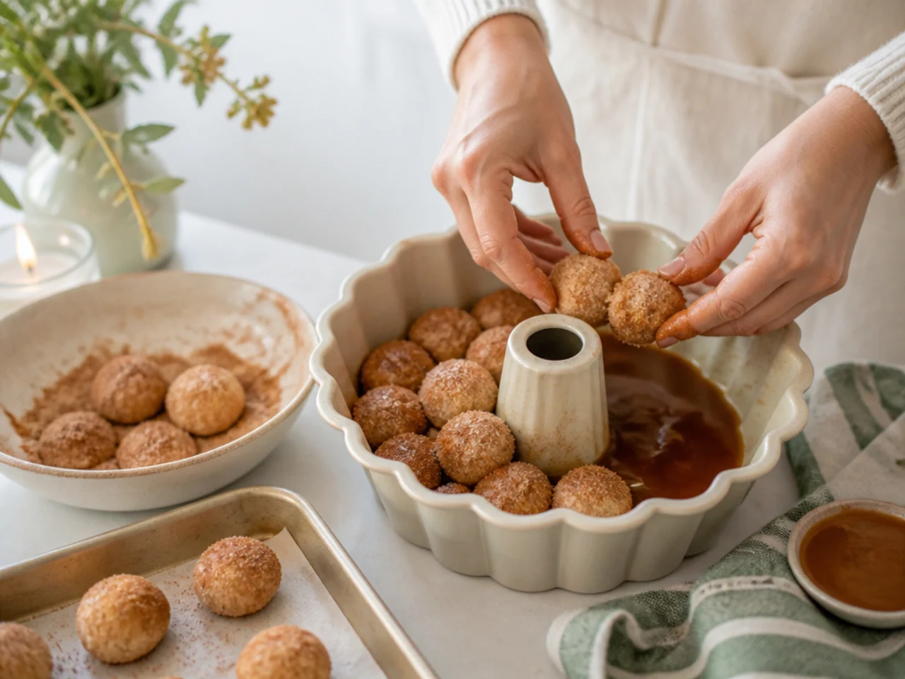 Step-by-step process shot for monkey bread