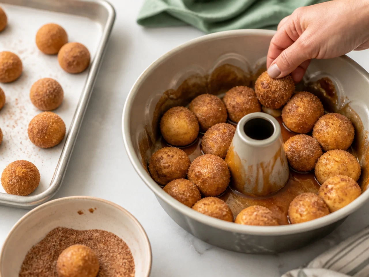 Step-by-step process shot for monkey bread