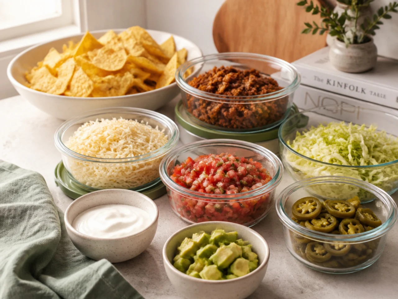 Make-ahead storage of nachos in containers