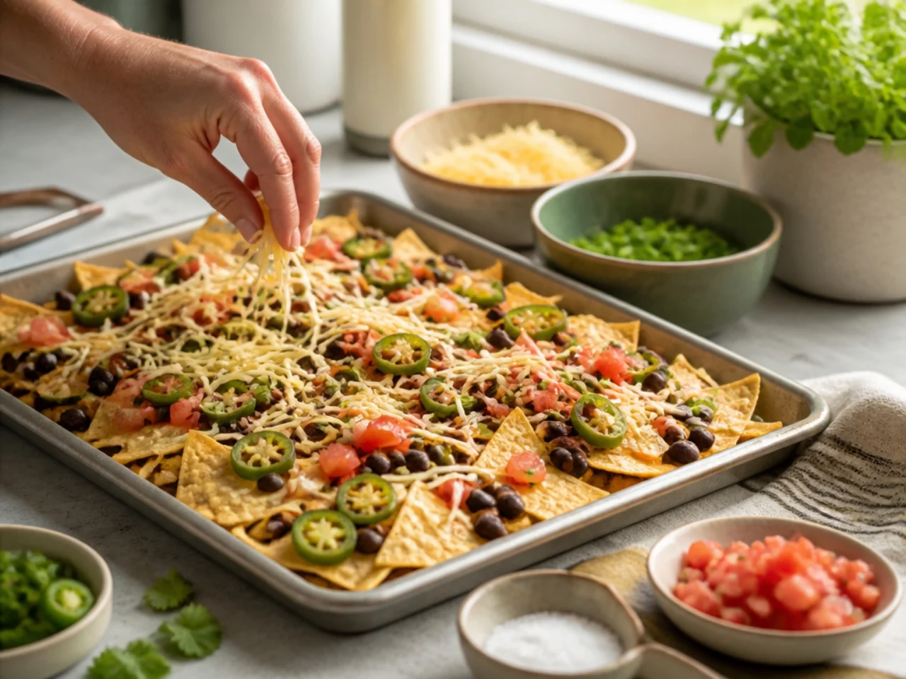 Step-by-step process shot for nachos