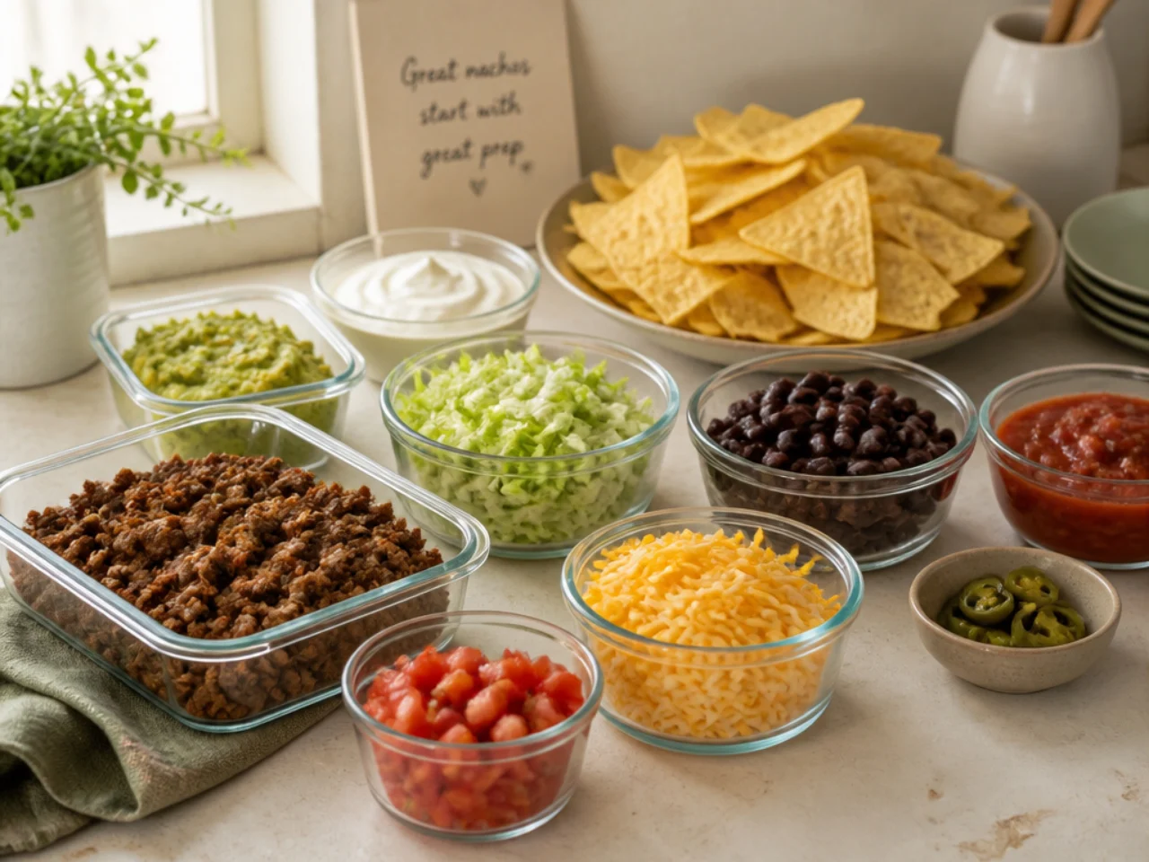 Make-ahead storage of nachos in containers