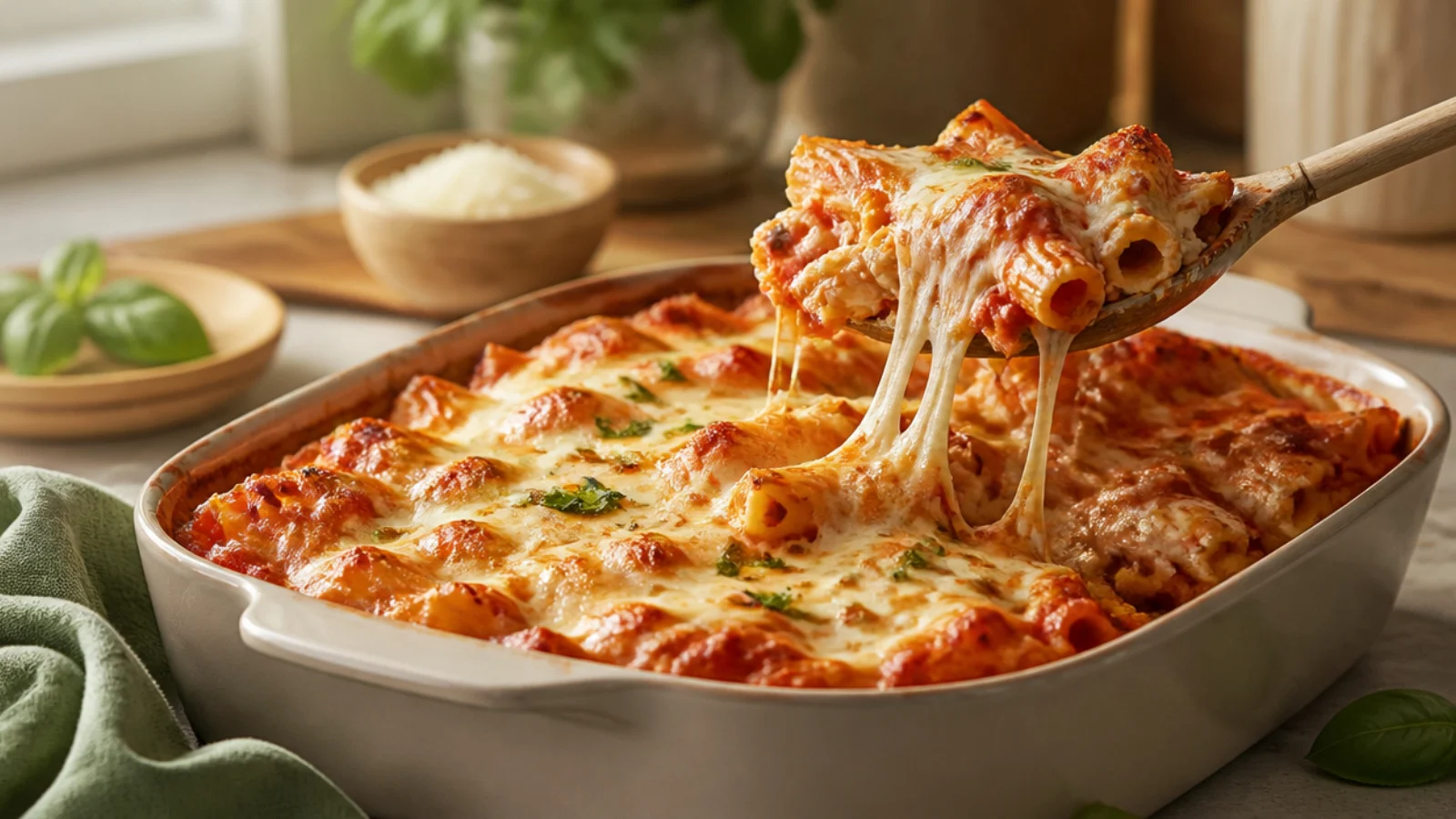 Pioneer Woman Baked Ziti Ideas to Try — baked ziti plated and ready to serve