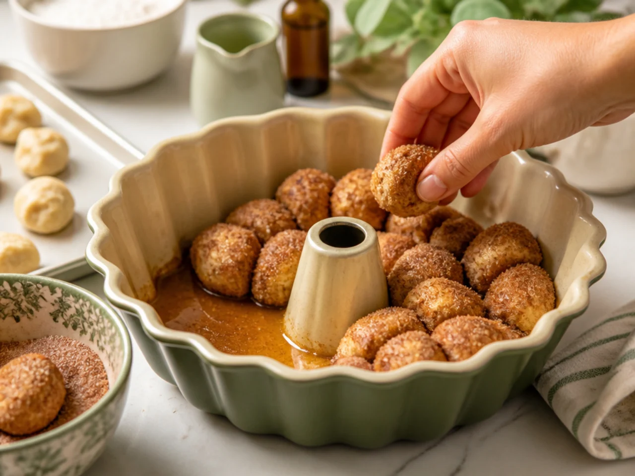 Step-by-step process shot for monkey bread