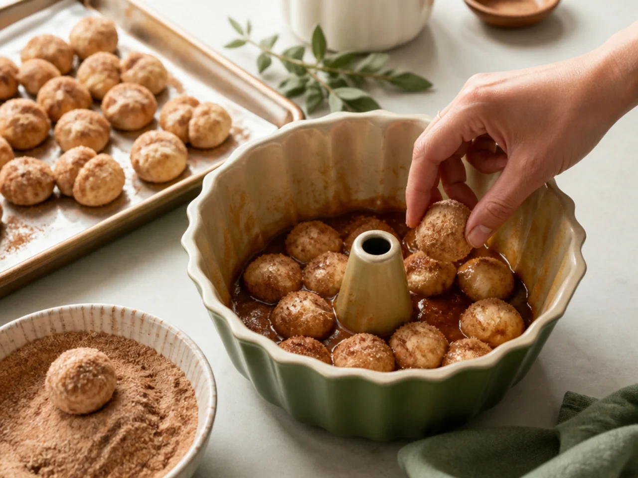 Step-by-step process shot for monkey bread