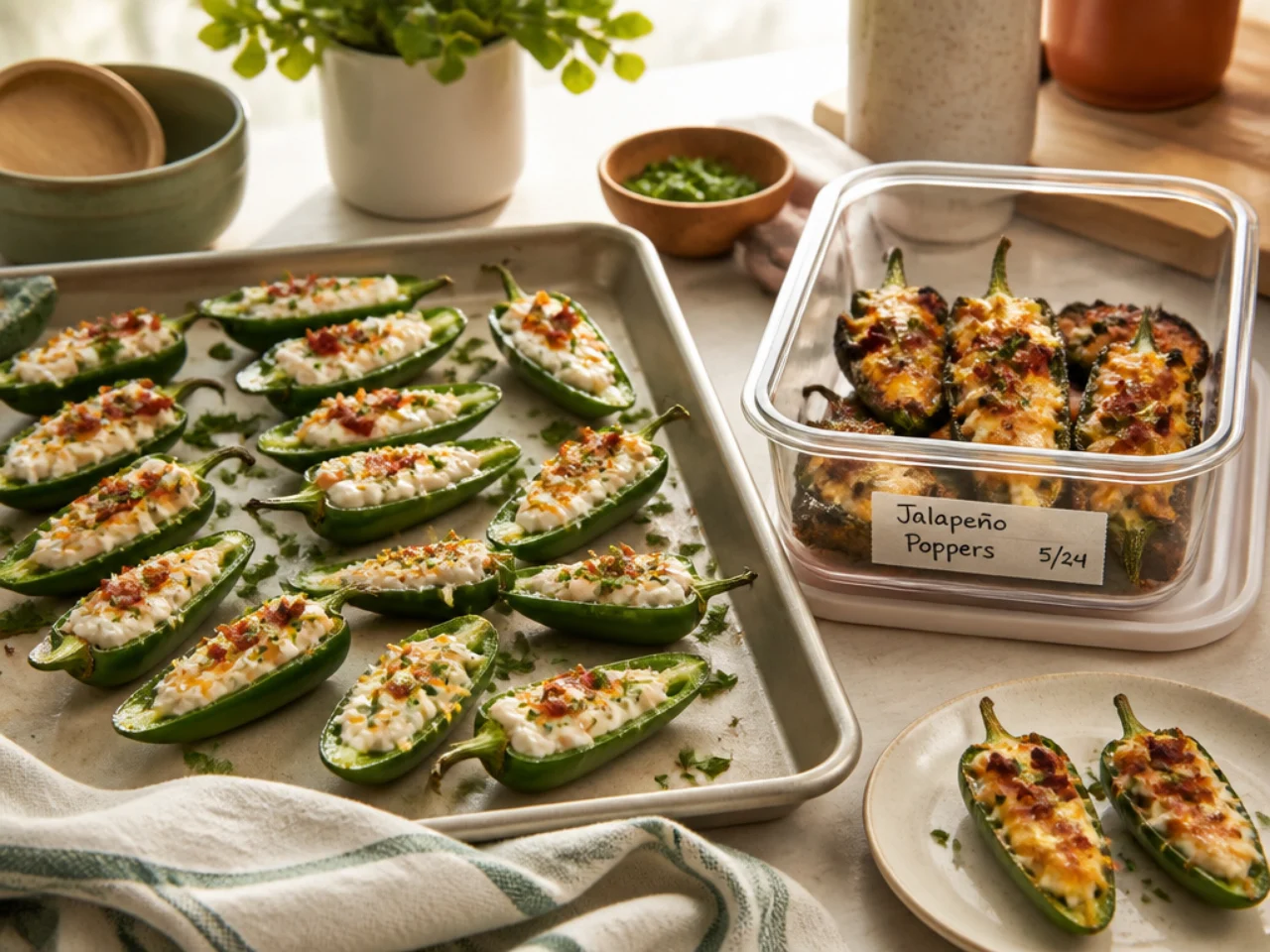 Make-ahead storage of jalapeno poppers in containers