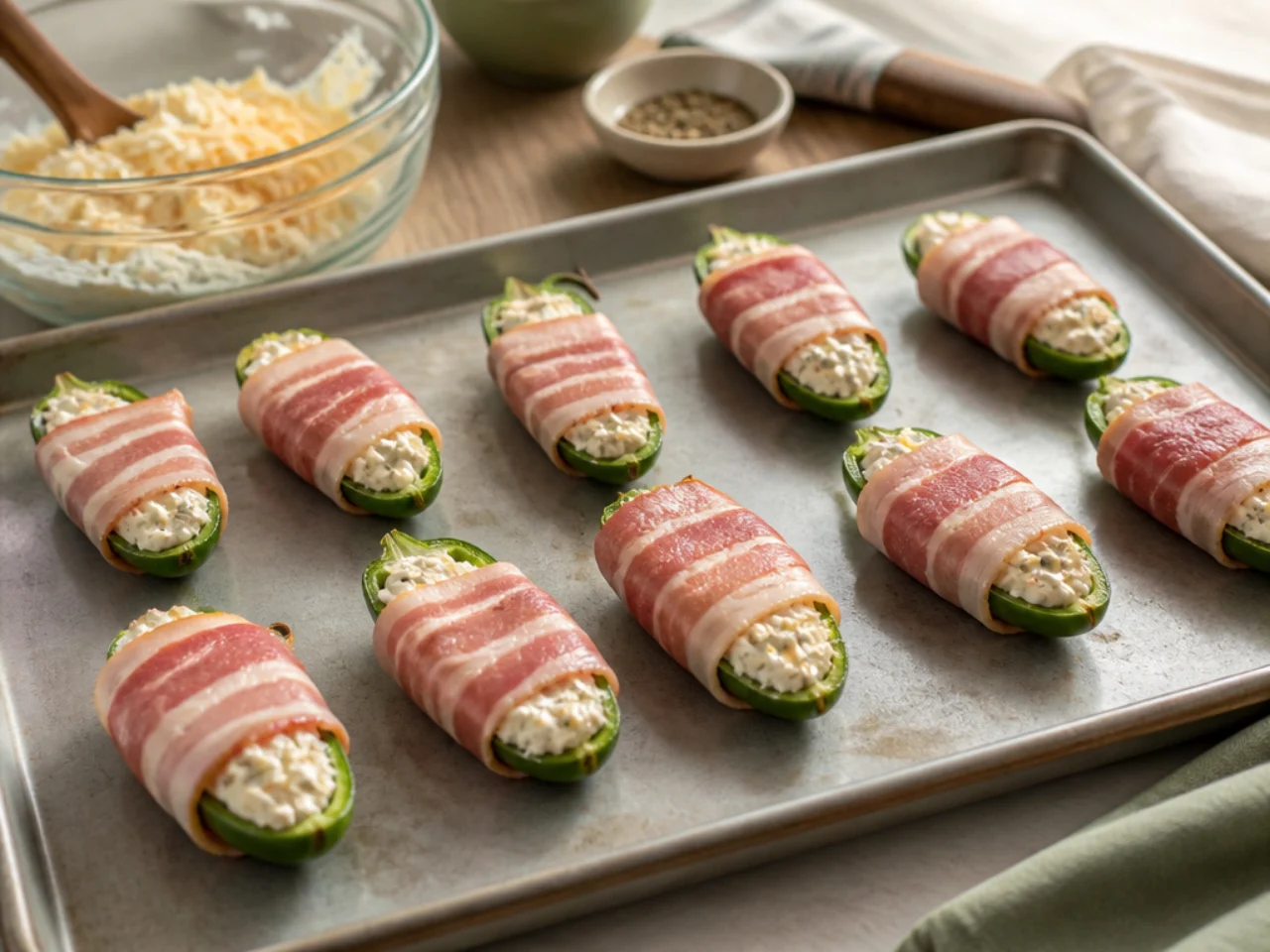 Step-by-step process shot for jalapeno poppers