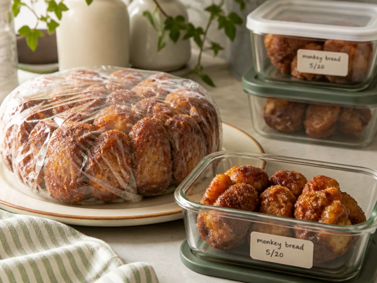 Make-ahead storage of monkey bread in containers