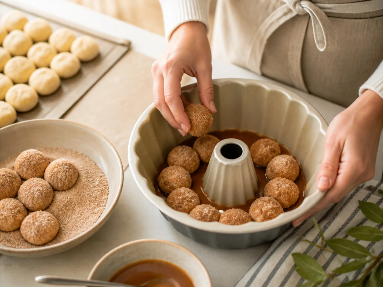 Step-by-step process shot for monkey bread