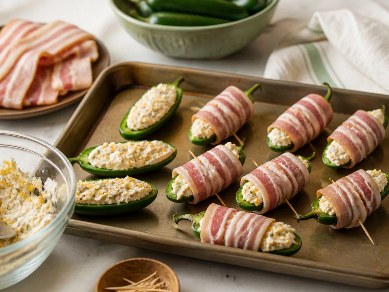 Step-by-step process shot for jalapeno poppers