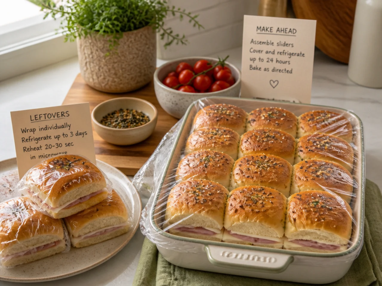 Make-ahead storage of Hawaiian roll sliders in containers