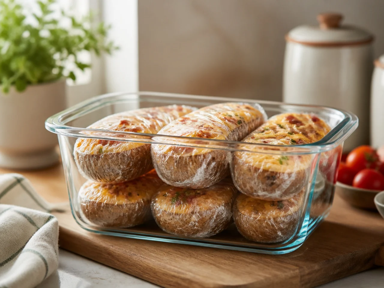 Make-ahead storage of twice baked potatoes in containers