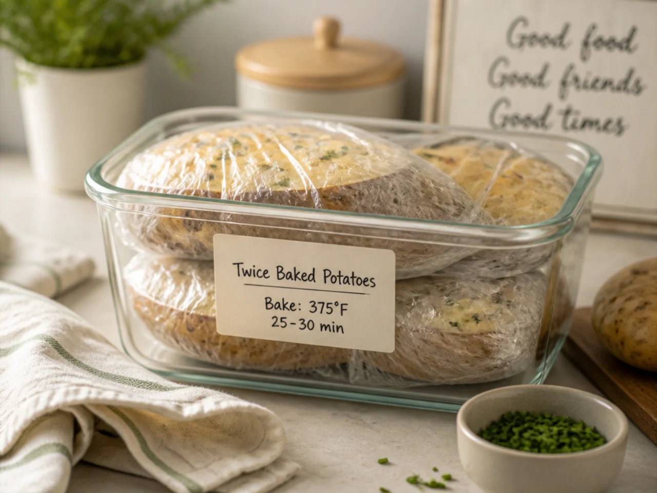 Make-ahead storage of twice baked potatoes in containers