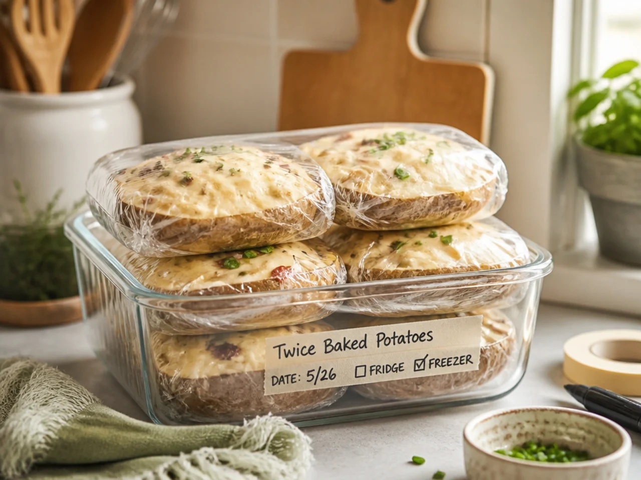 Make-ahead storage of twice baked potatoes in containers